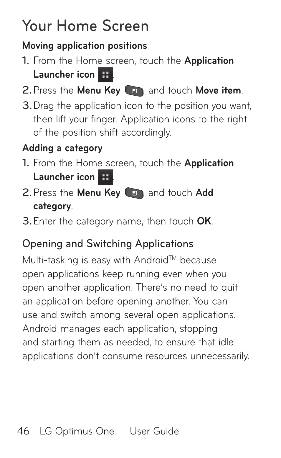 Your home screen | LG LGP504 User Manual | Page 46 / 380