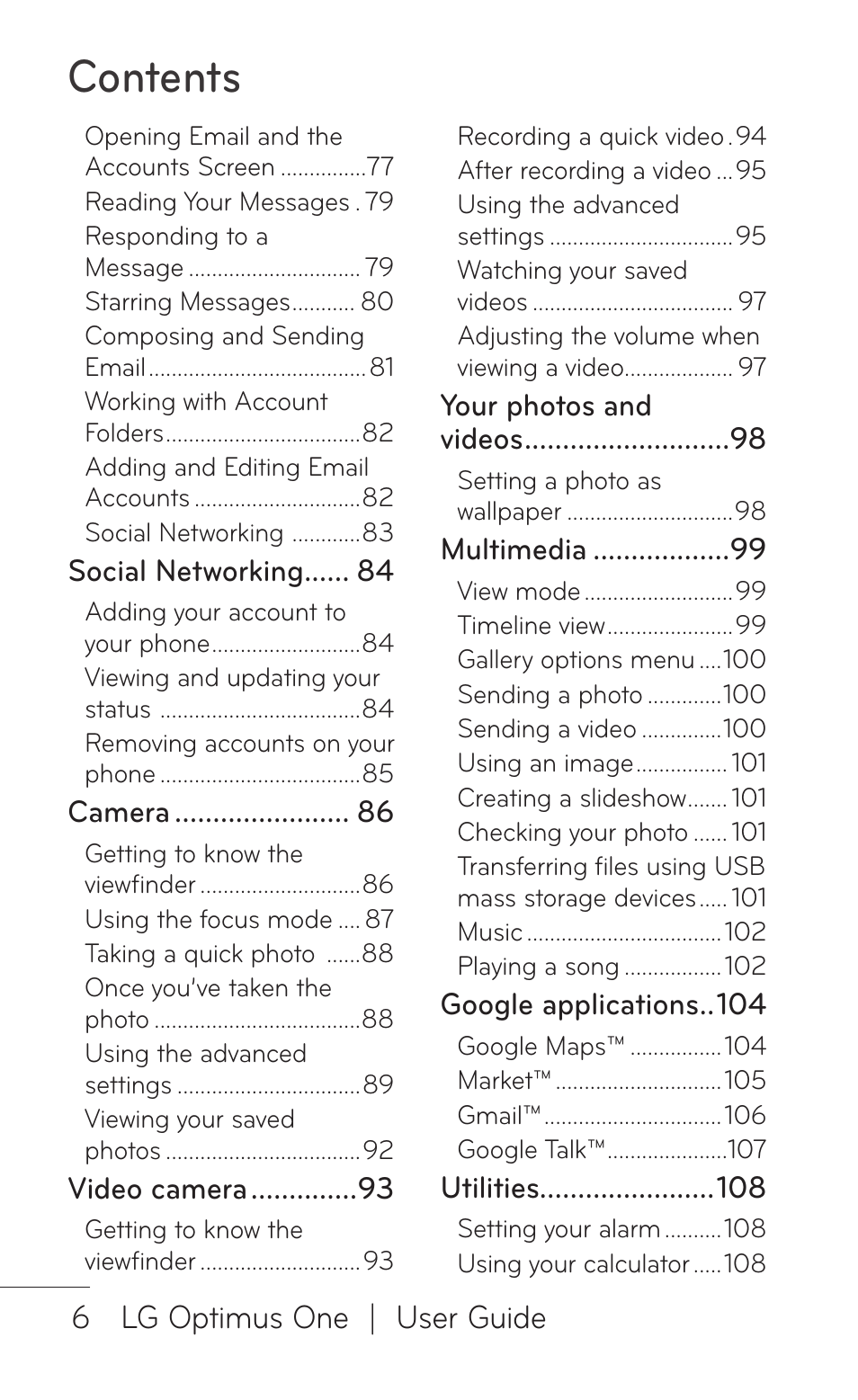 LG LGP504 User Manual | Page 6 / 380