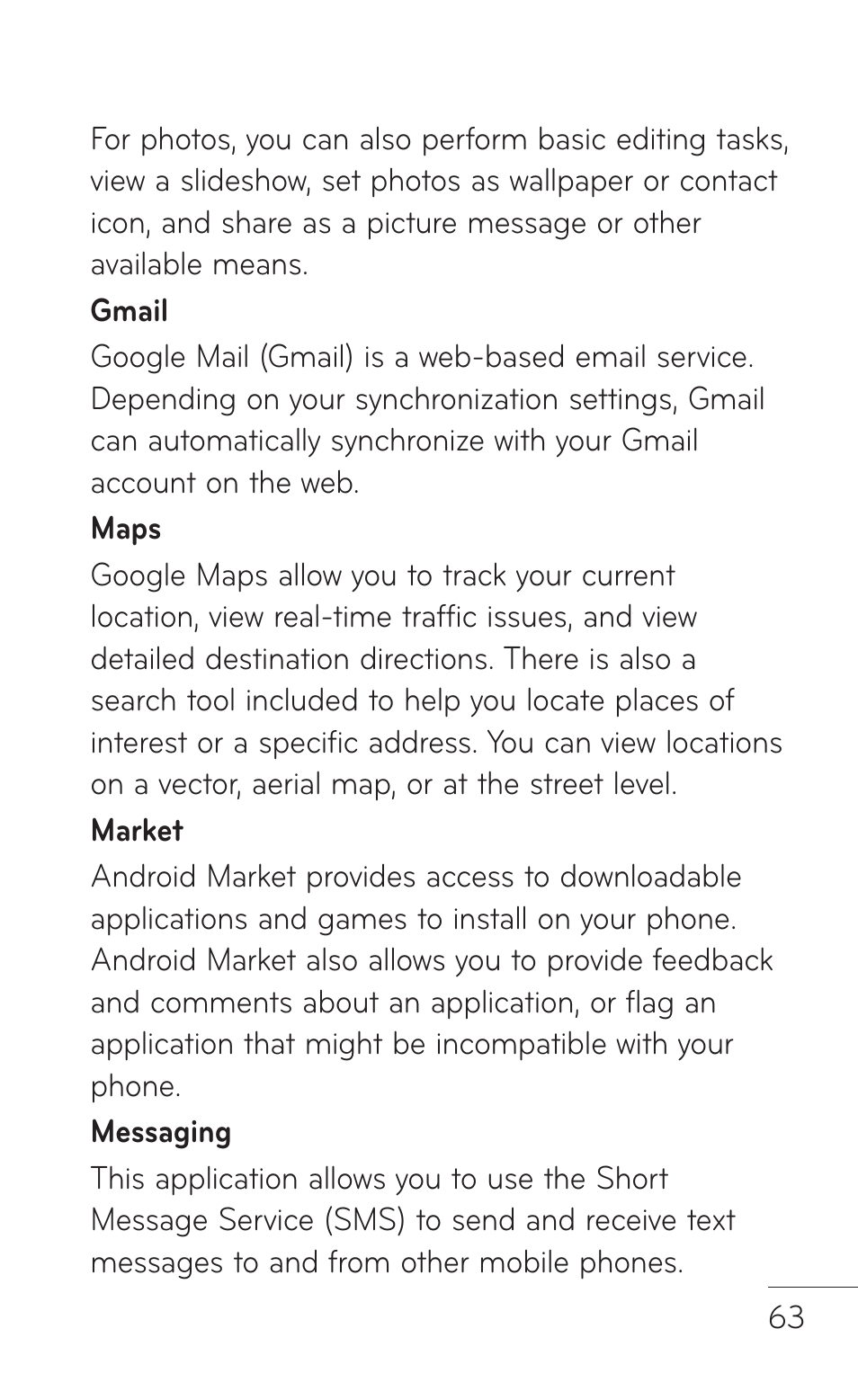 LG LGP504 User Manual | Page 63 / 380