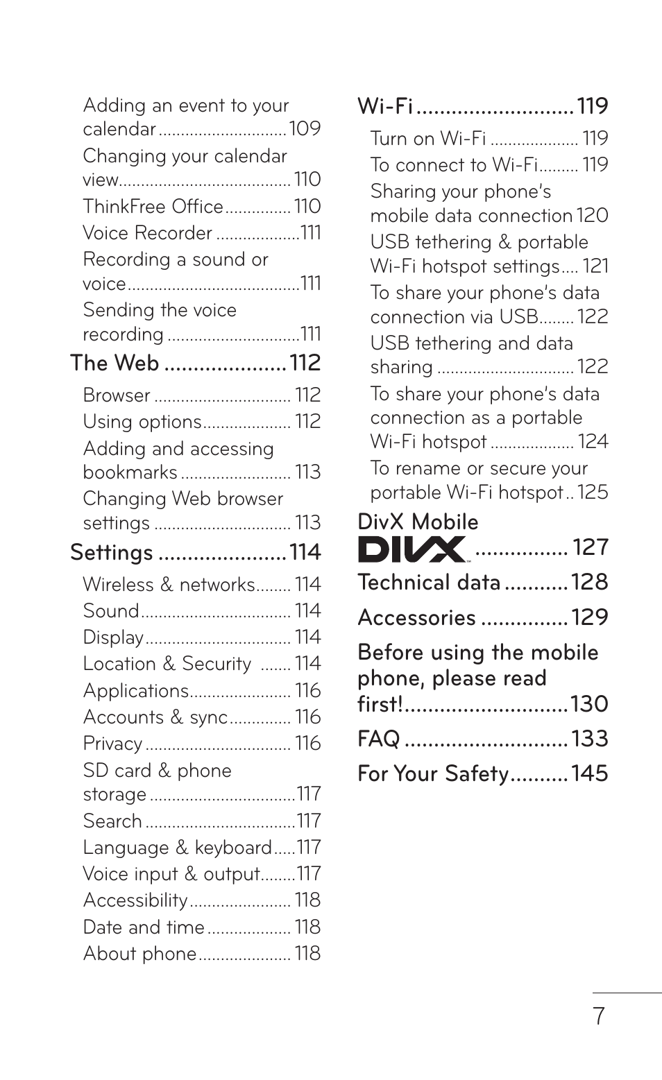 LG LGP504 User Manual | Page 7 / 380