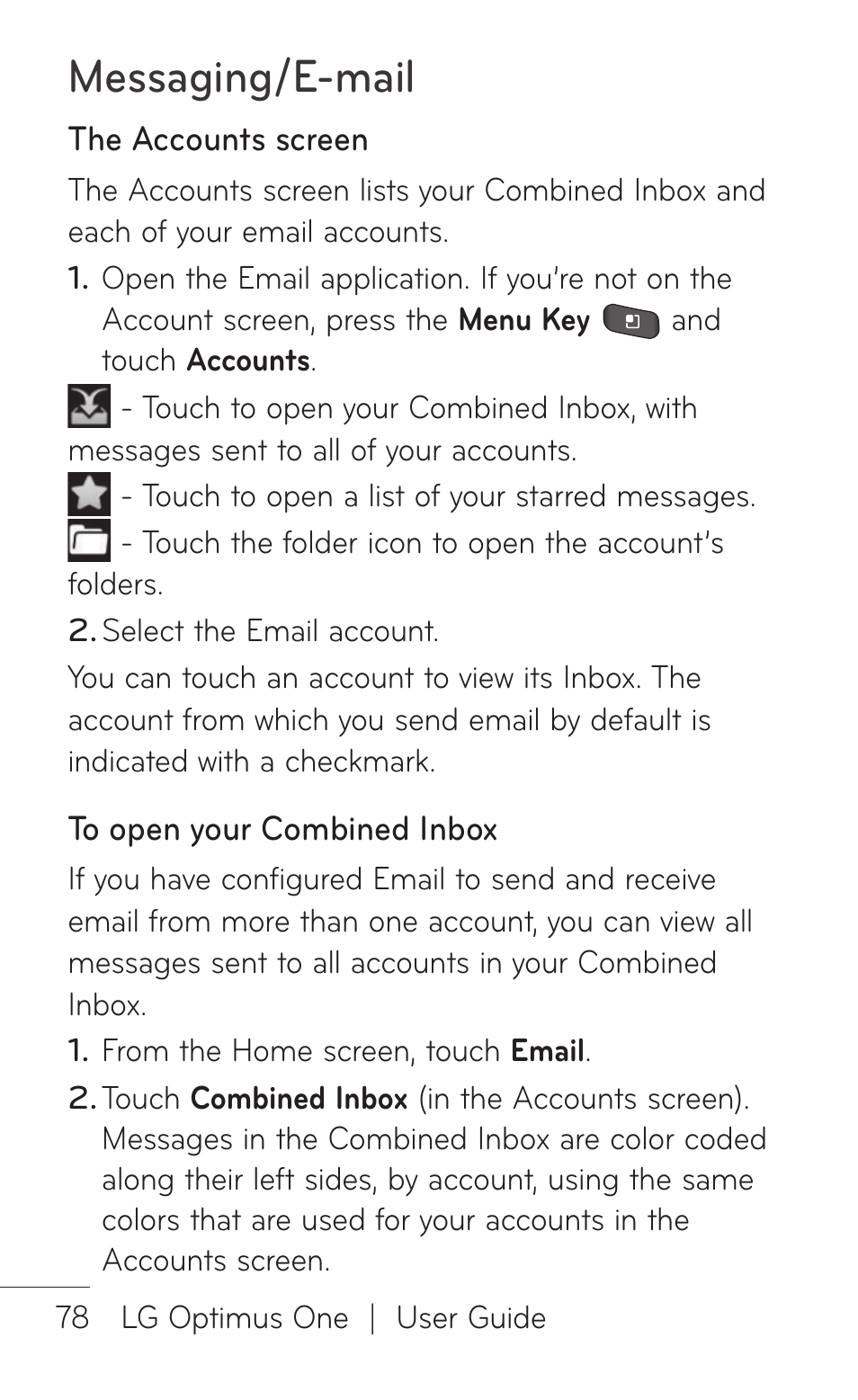 Messaging/e-mail | LG LGP504 User Manual | Page 78 / 380