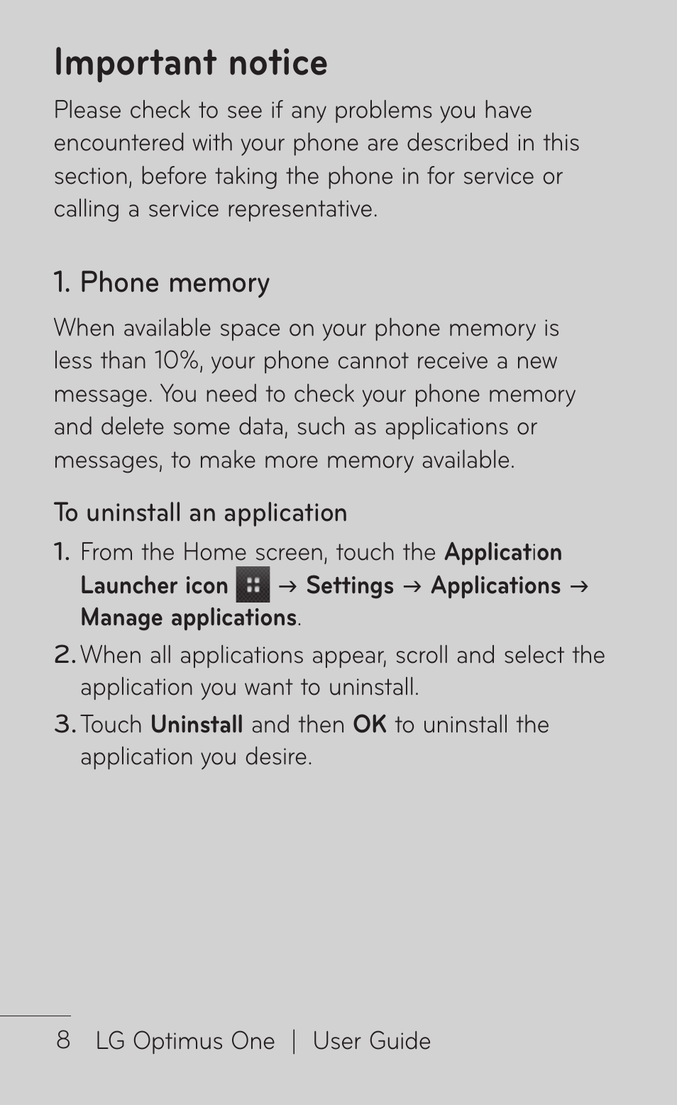 Important notice | LG LGP504 User Manual | Page 8 / 380