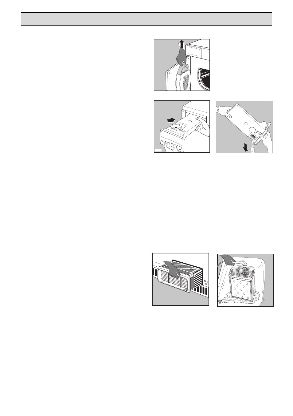 Maintenance and cleaning, Cleaning fluff filter, Emptying water container | Cleaning tumble dryer, Cleaning inside part of drum, Cleaning condenser | Electrolux EDC 503 M User Manual | Page 22 / 88