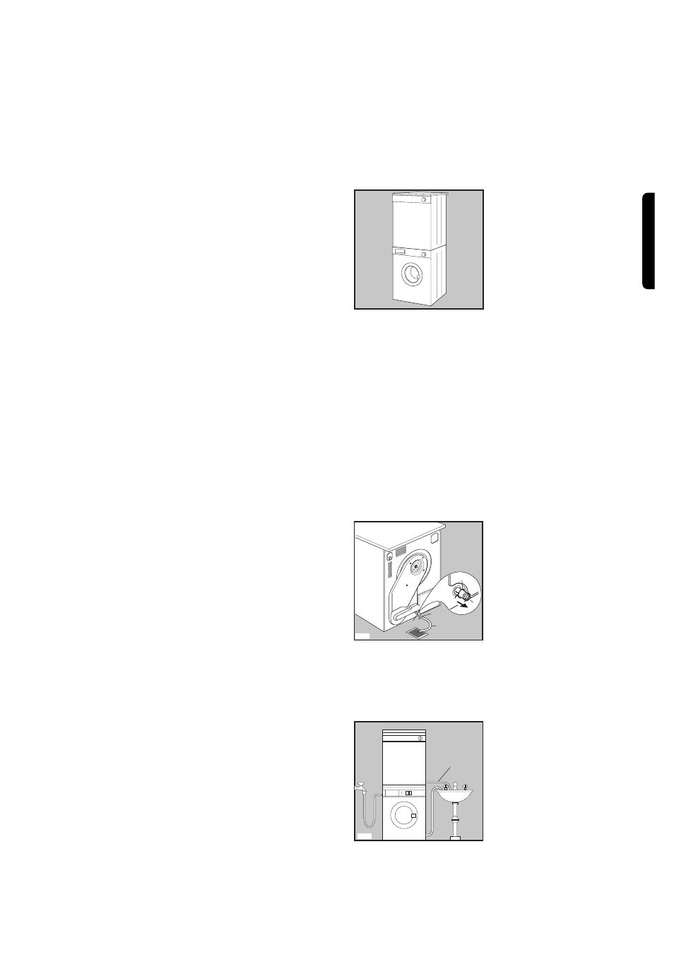 Important information regarding installation, Electrical connections, Stacking kit (optional accessory) | Connecting a drain hose, English | Electrolux EDC 503 M User Manual | Page 25 / 88