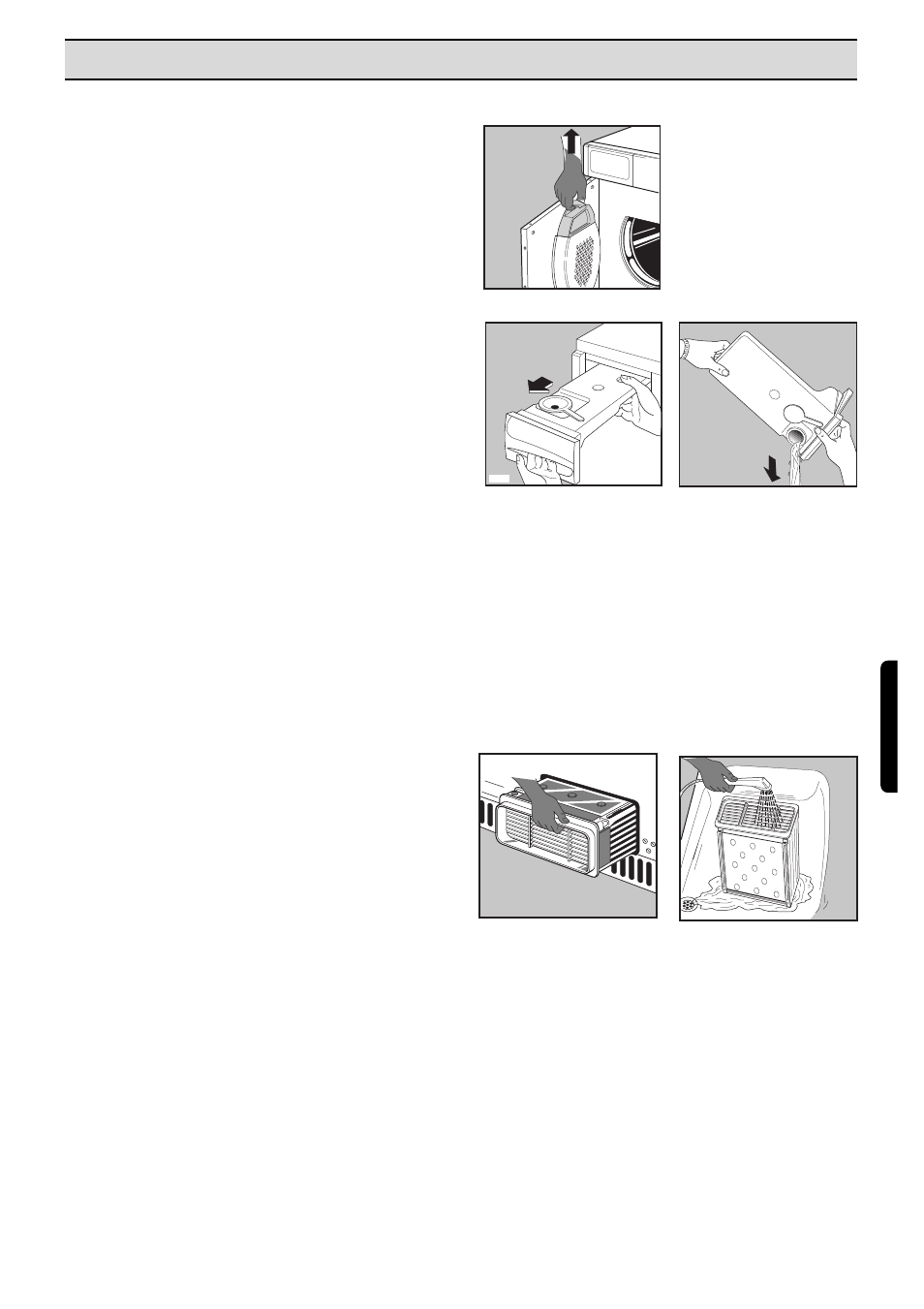 Skötsel och rengöring, Rengöring av luddfiltret, Tömning av vattenbehållaren | Rengöring av torktumlaren, Rengöring av trummans insida, Rengöring av kondensorn | Electrolux EDC 503 M User Manual | Page 59 / 88