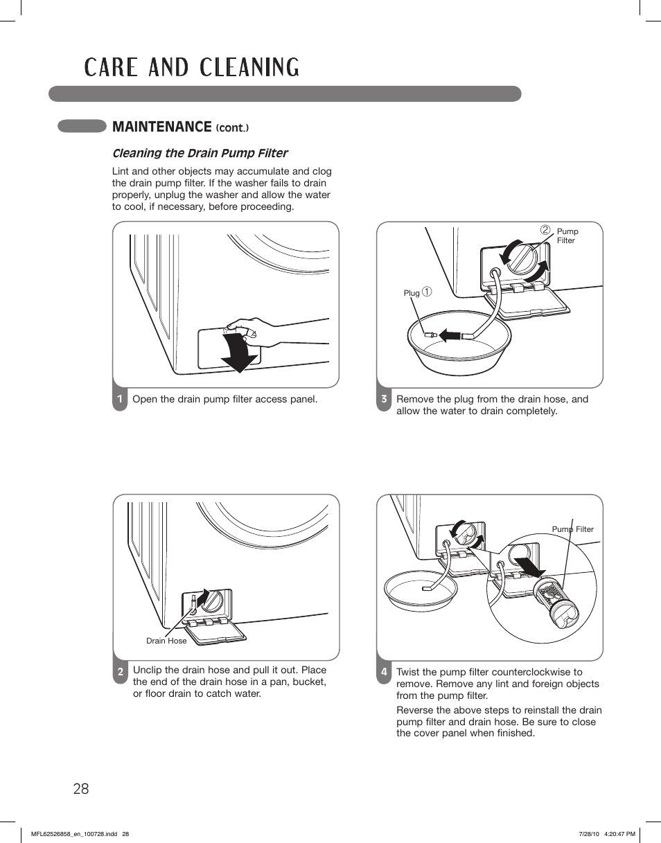 Maintenance | LG WM2140CW User Manual | Page 28 / 68