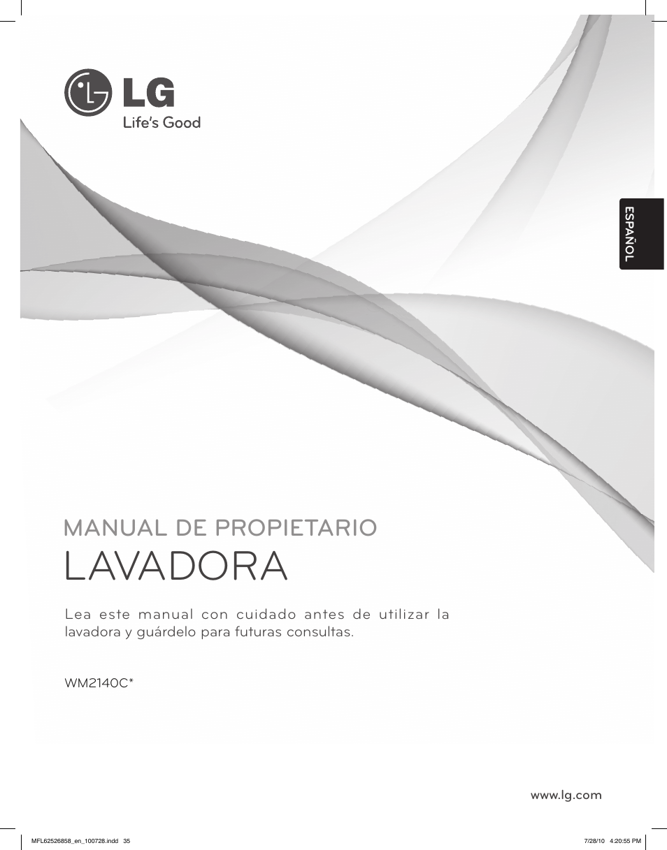 Lavadora, Manual de propietario | LG WM2140CW User Manual | Page 35 / 68