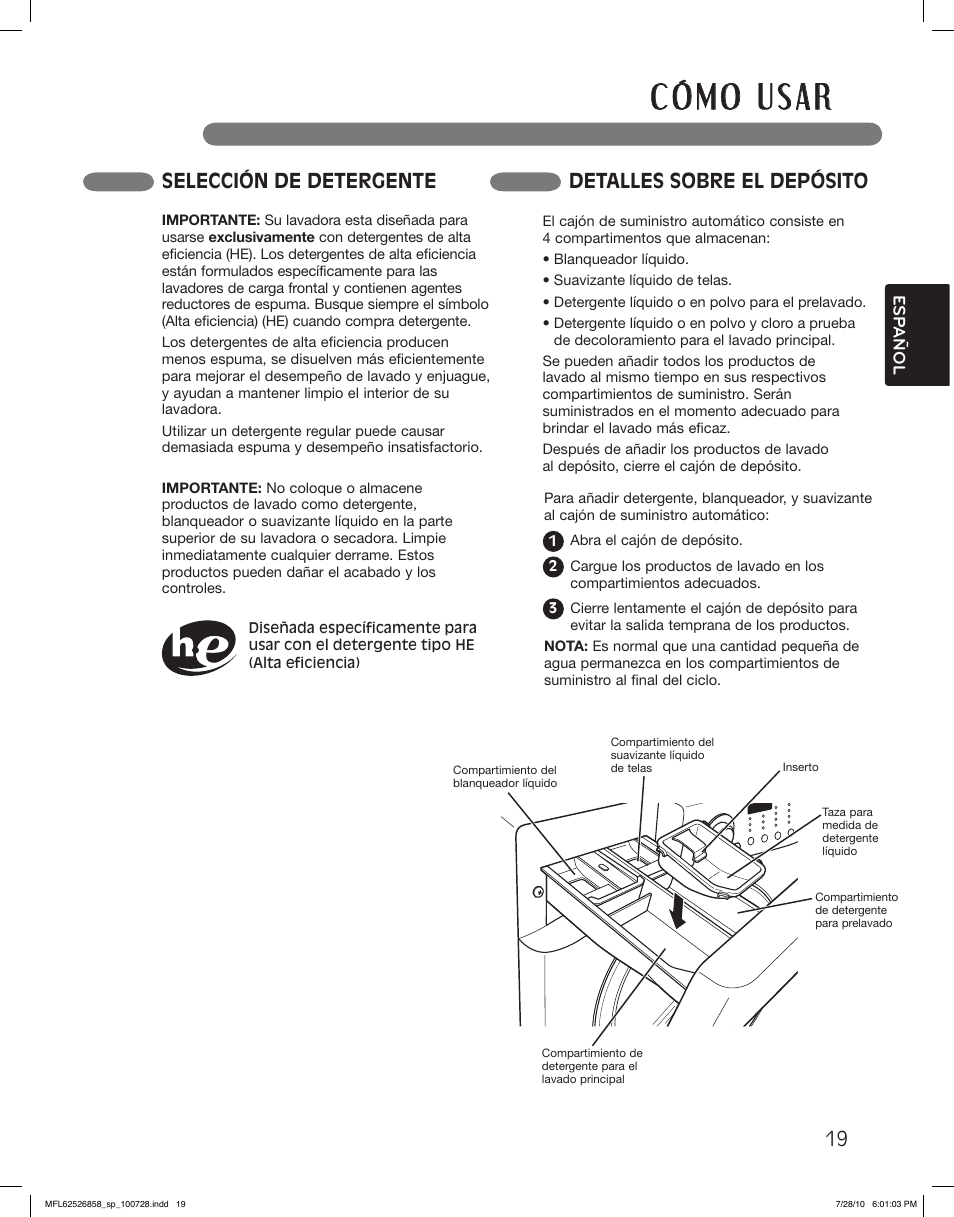 Selección de detergente detalles sobre el depósito | LG WM2140CW User Manual | Page 53 / 68