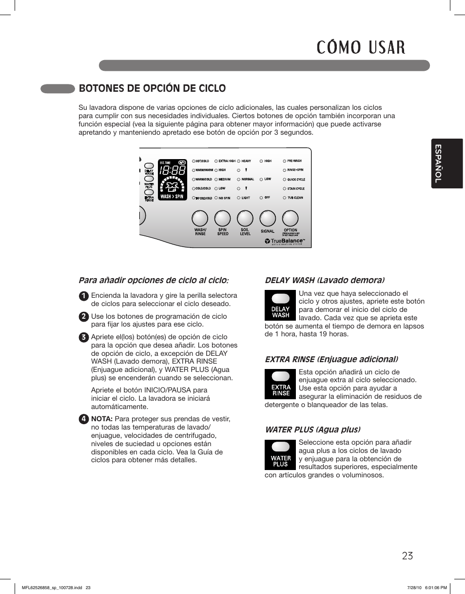 Botones de opción de ciclo | LG WM2140CW User Manual | Page 57 / 68