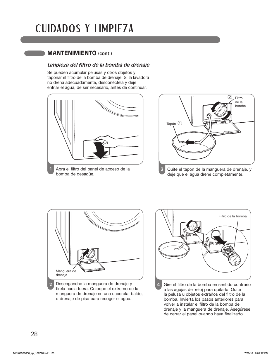 Mantenimiento | LG WM2140CW User Manual | Page 62 / 68