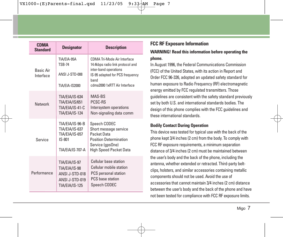 LG VX1000 User Manual | Page 10 / 68