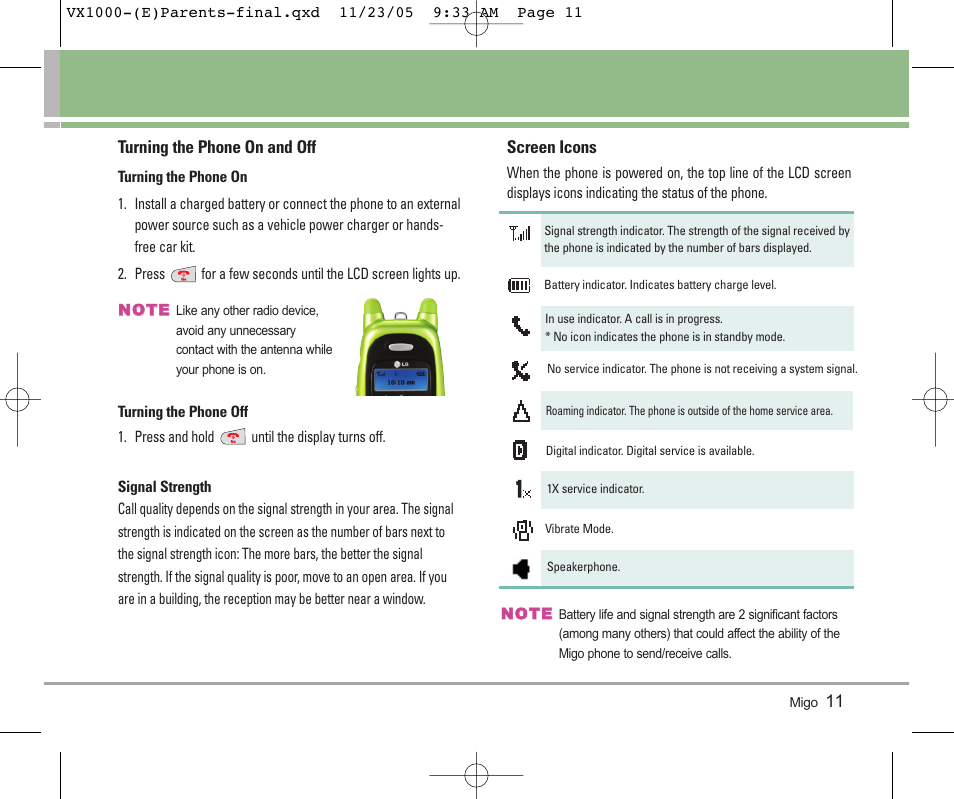 LG VX1000 User Manual | Page 14 / 68