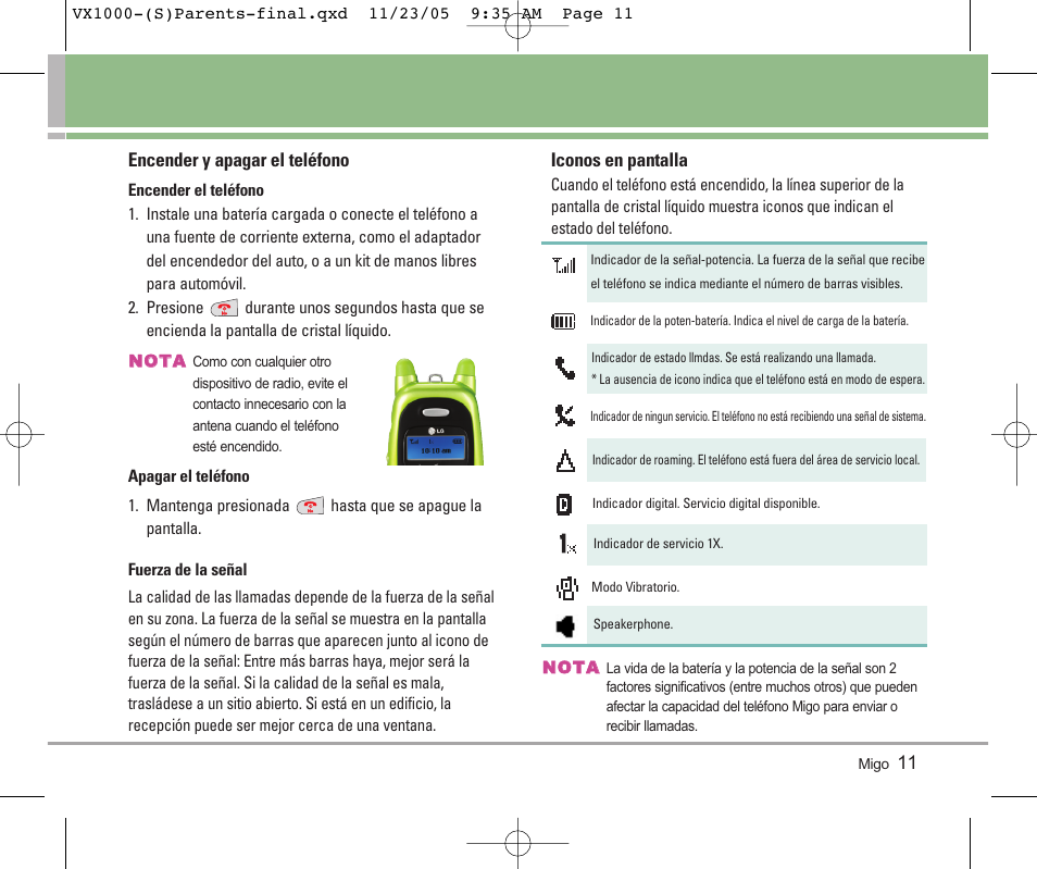 LG VX1000 User Manual | Page 47 / 68