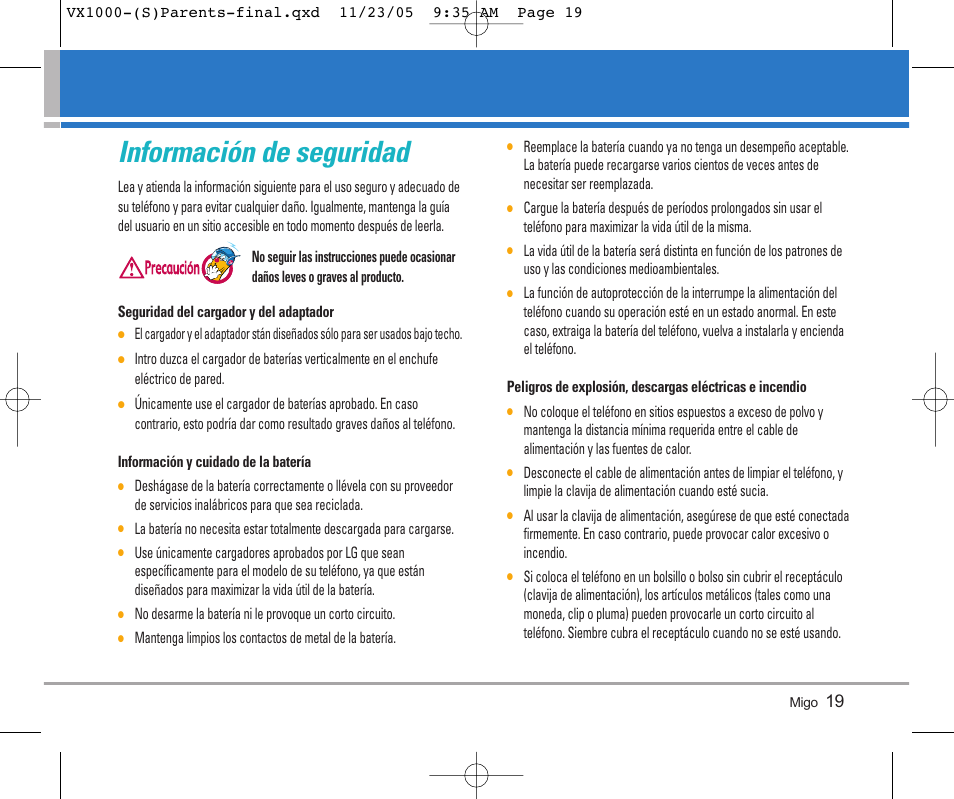 Información de seguridad | LG VX1000 User Manual | Page 55 / 68