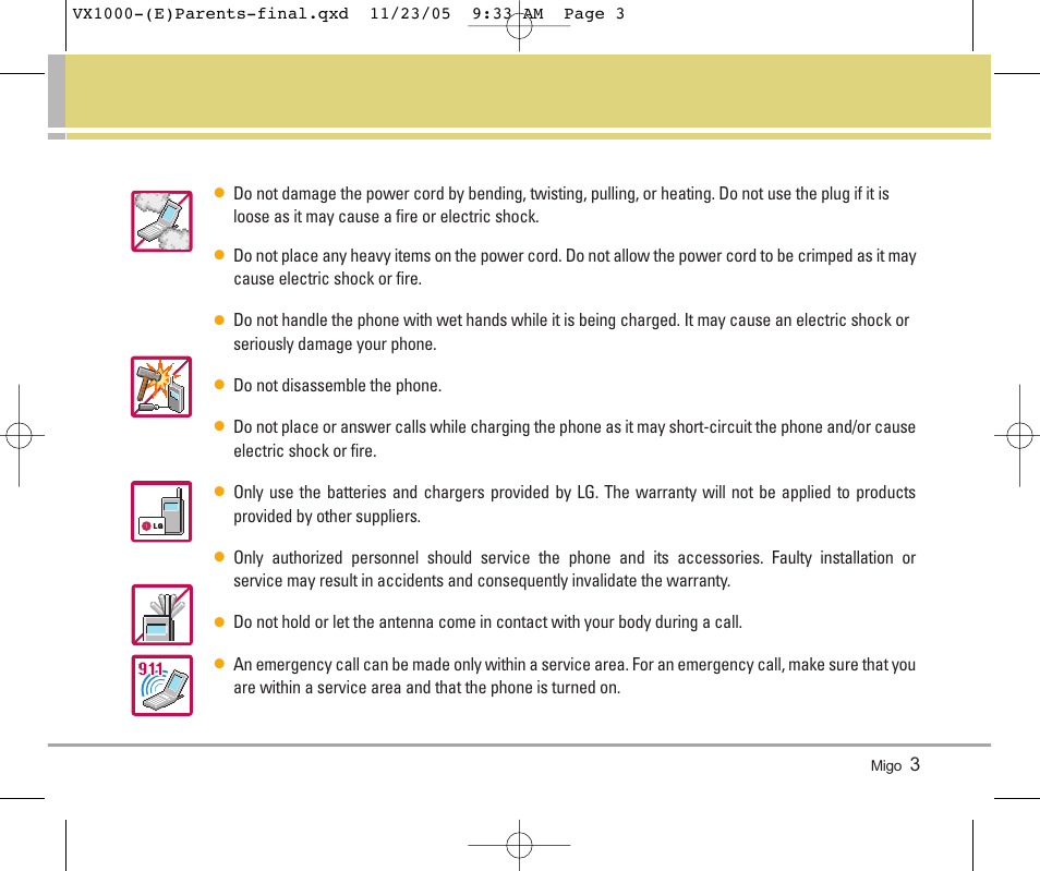 LG VX1000 User Manual | Page 6 / 68