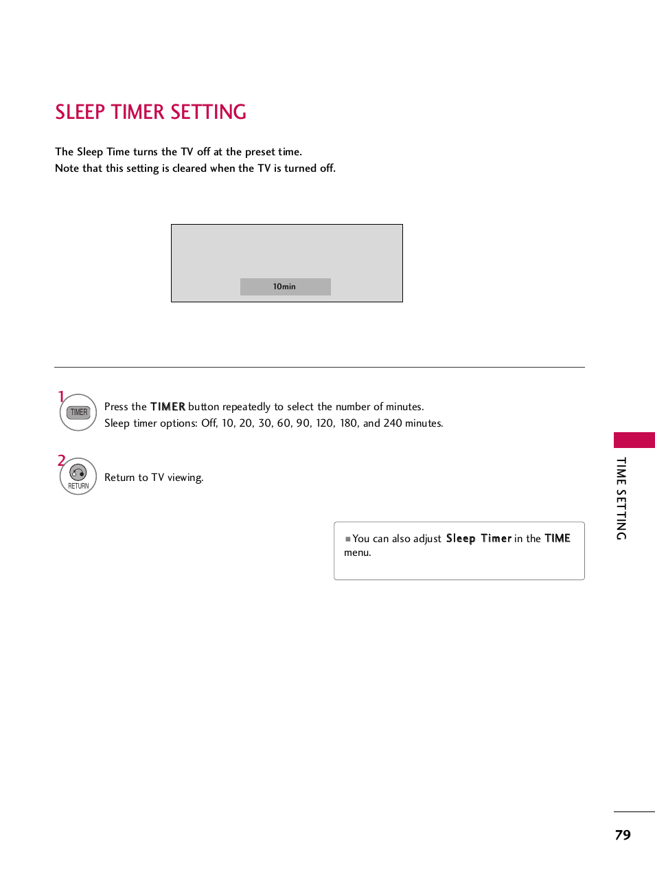 Sleep timer setting | LG 32LH255H User Manual | Page 81 / 156