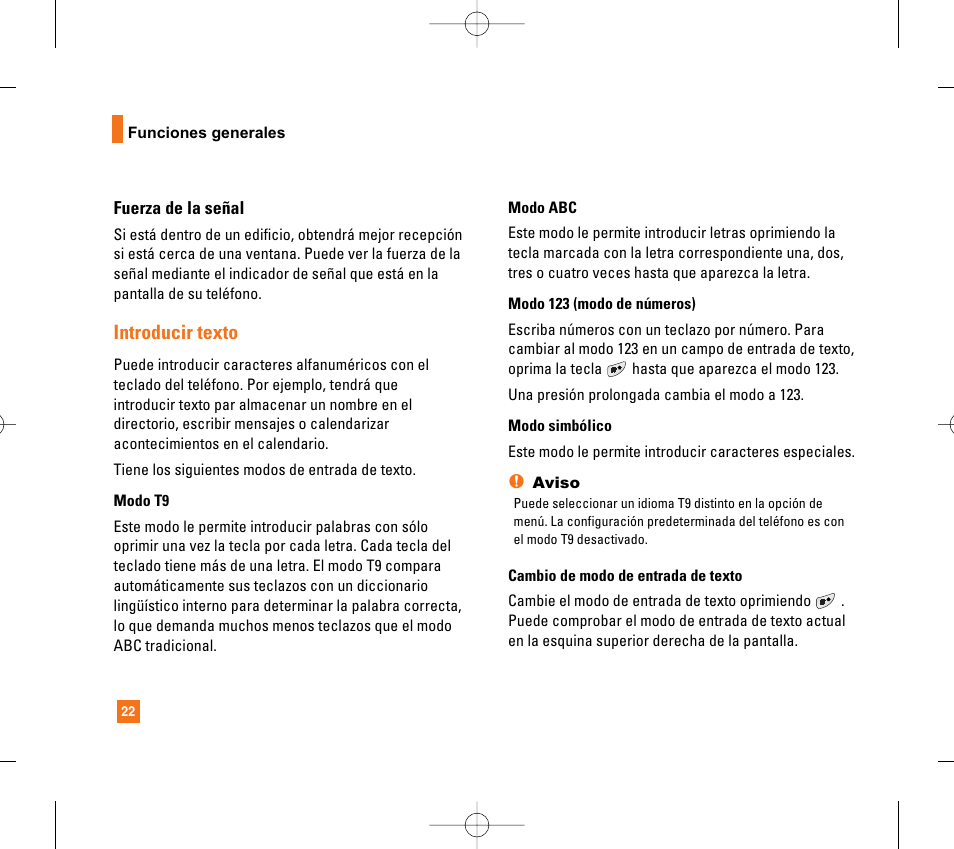 Introducir texto | LG CG300 User Manual | Page 128 / 214