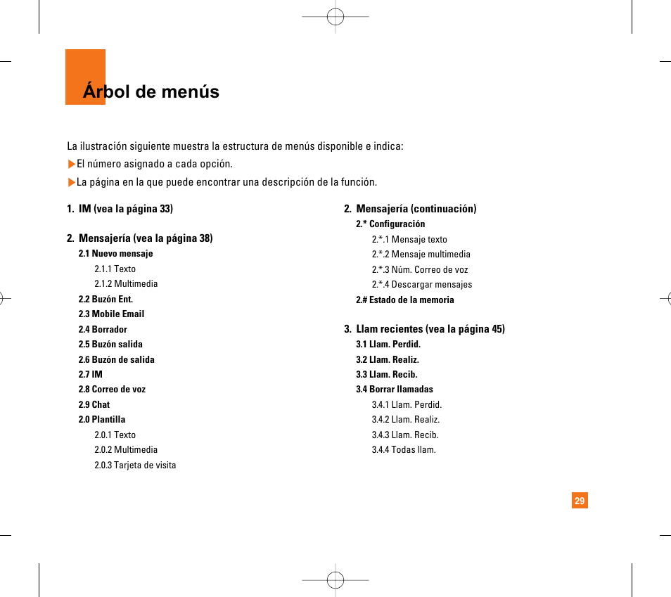Árbol de menús | LG CG300 User Manual | Page 135 / 214