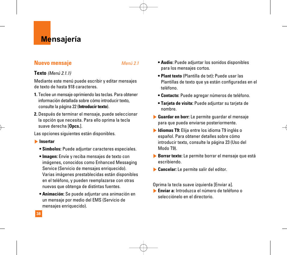 Mensajería, Nuevo mensaje | LG CG300 User Manual | Page 144 / 214