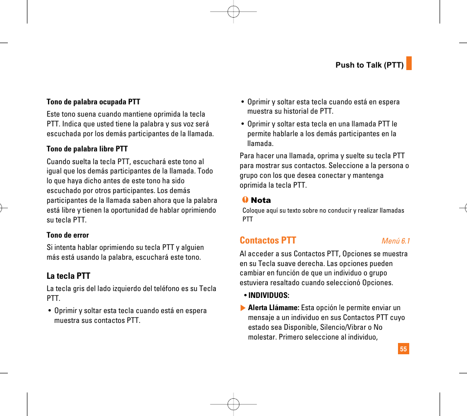 Contactos ptt | LG CG300 User Manual | Page 161 / 214