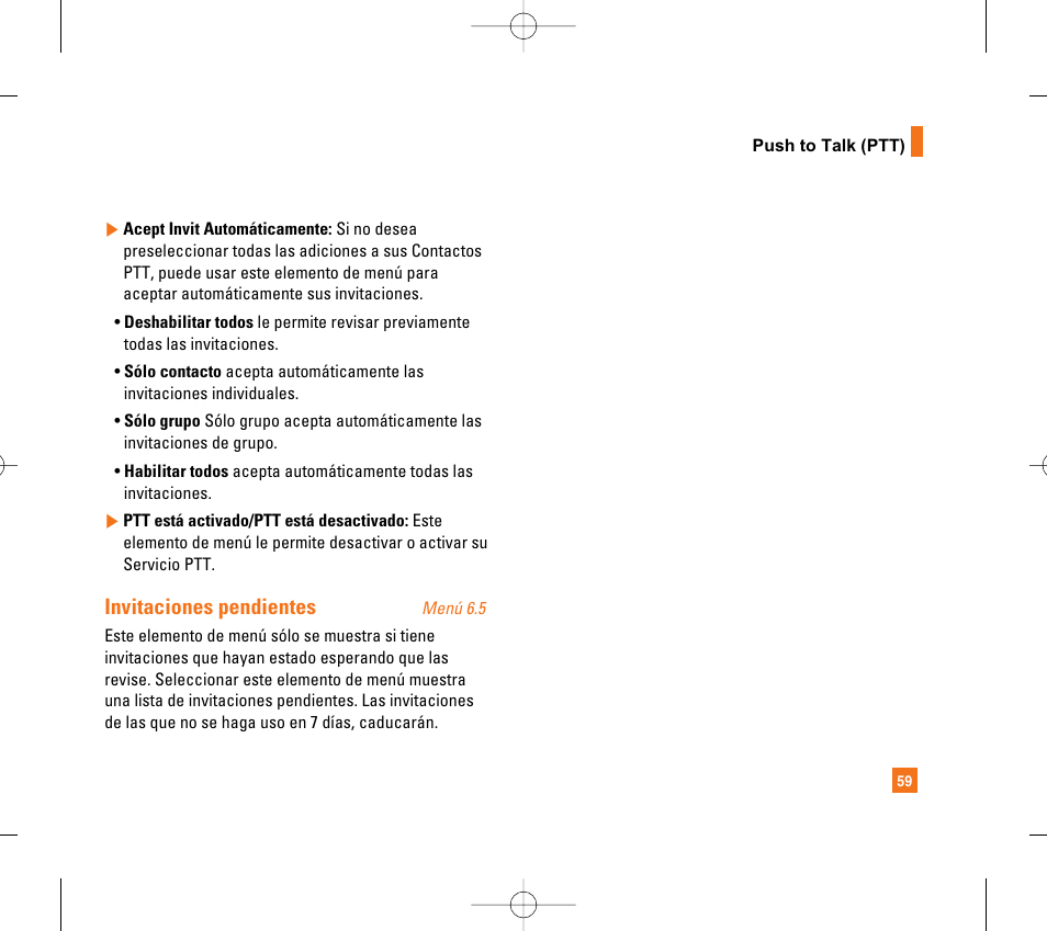 Invitaciones pendientes | LG CG300 User Manual | Page 165 / 214