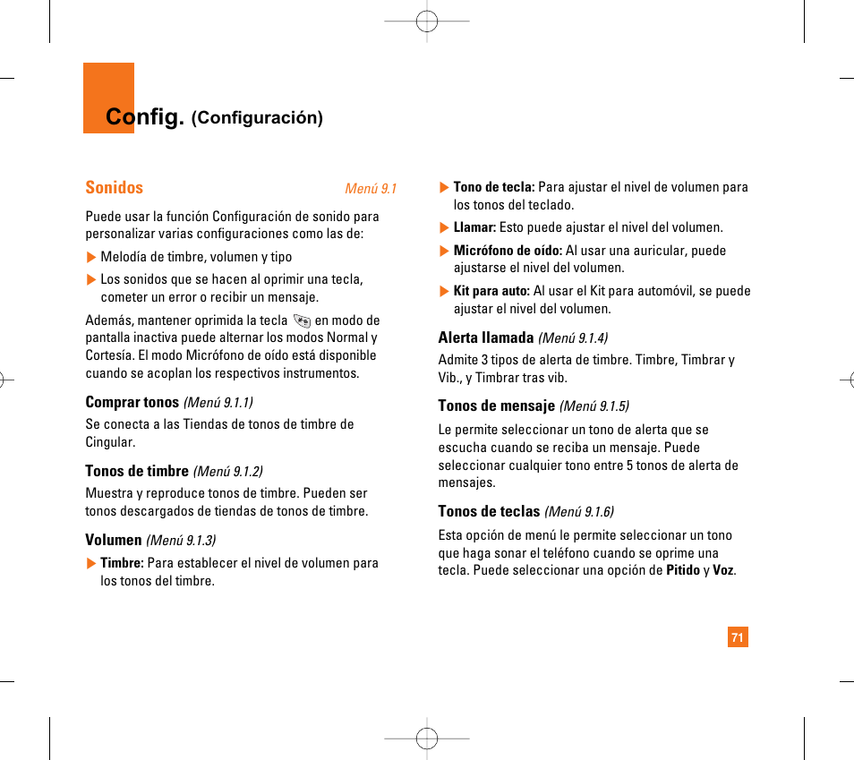 Config | LG CG300 User Manual | Page 177 / 214