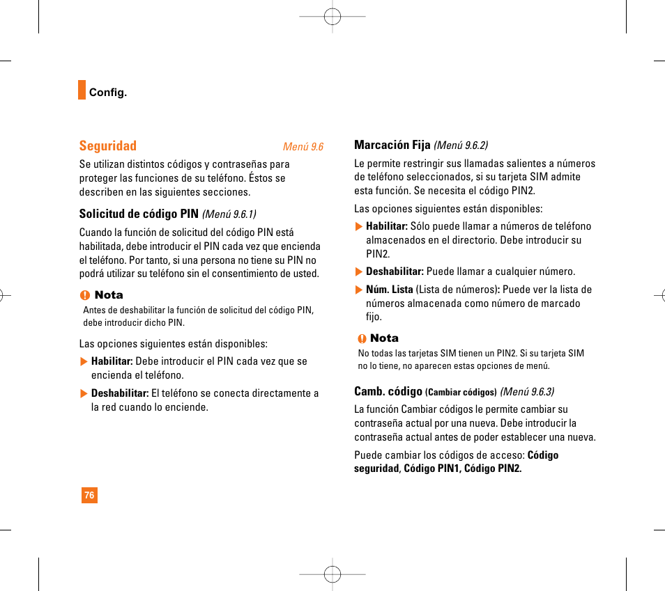 Seguridad | LG CG300 User Manual | Page 182 / 214