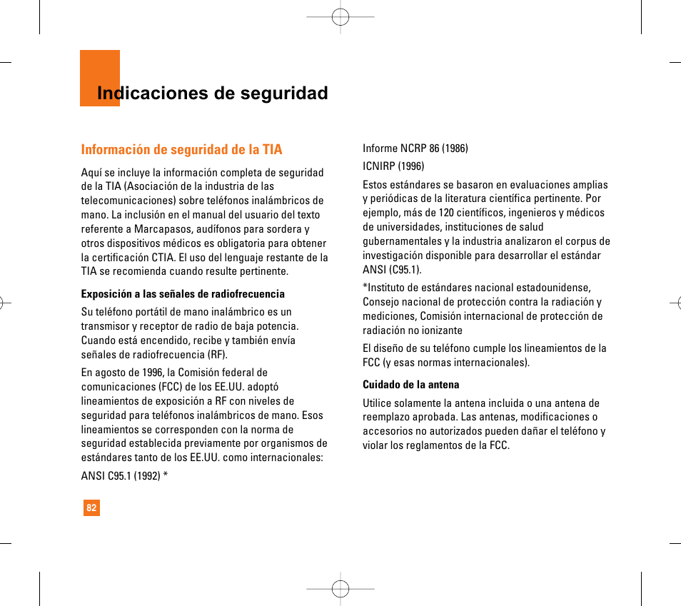 Indicaciones de seguridad | LG CG300 User Manual | Page 188 / 214