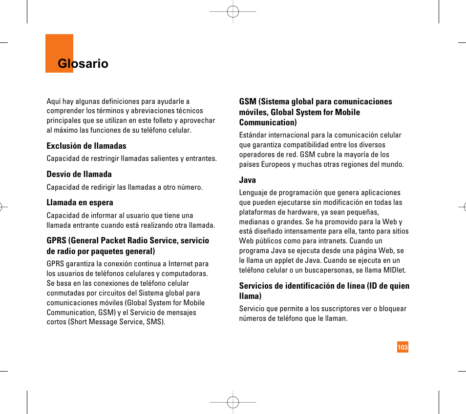 Glosario | LG CG300 User Manual | Page 209 / 214