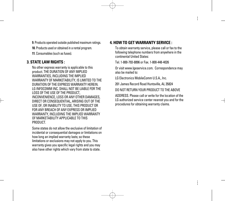 LG CG300 User Manual | Page 4 / 214