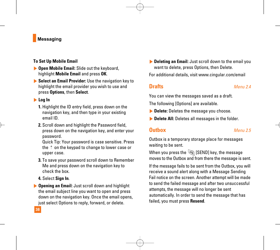Drafts, Outbox | LG CG300 User Manual | Page 42 / 214