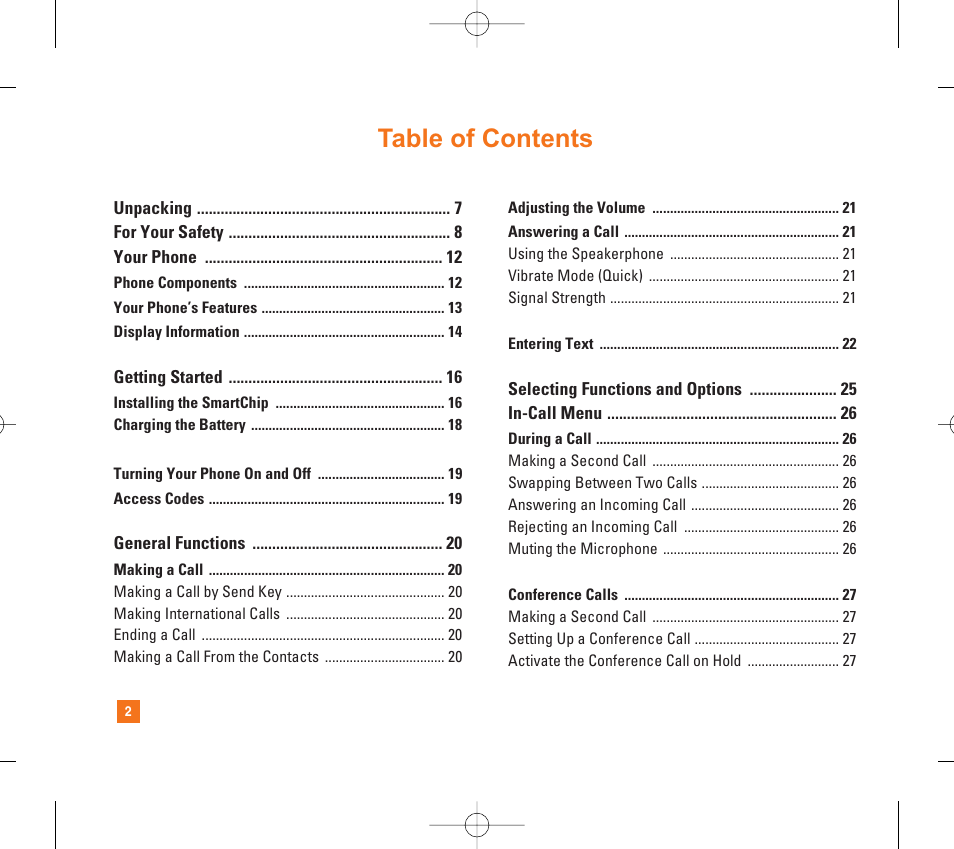 LG CG300 User Manual | Page 6 / 214