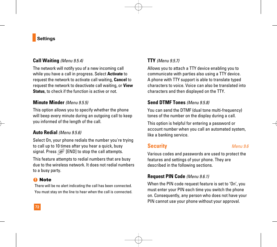 Security | LG CG300 User Manual | Page 76 / 214