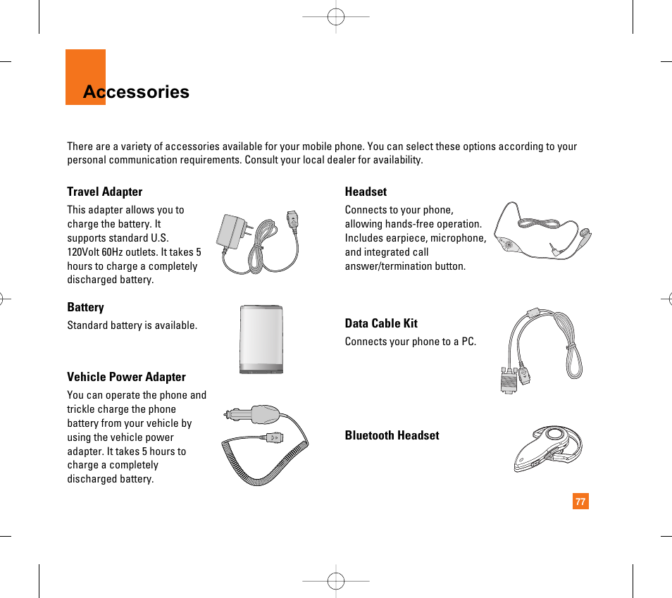 Accessories | LG CG300 User Manual | Page 81 / 214