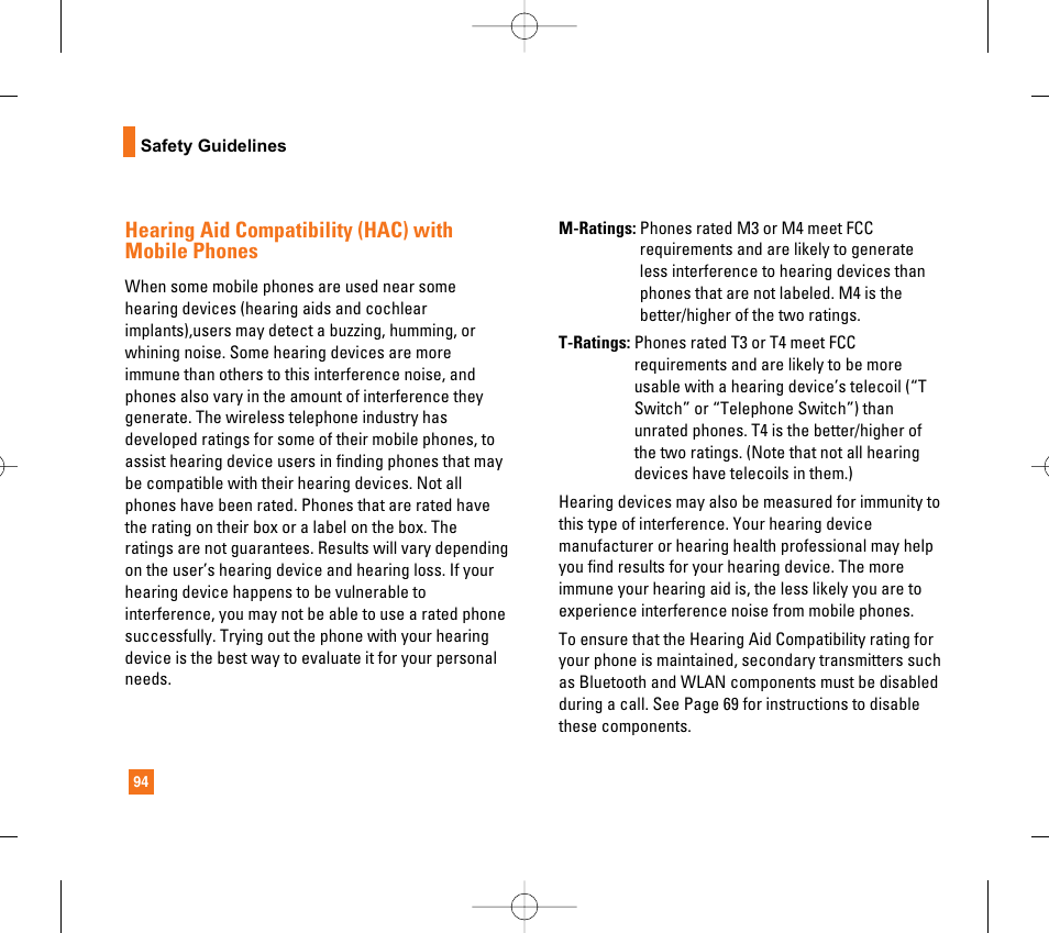 Hearing aid compatibility (hac) with mobile phones | LG CG300 User Manual | Page 98 / 214