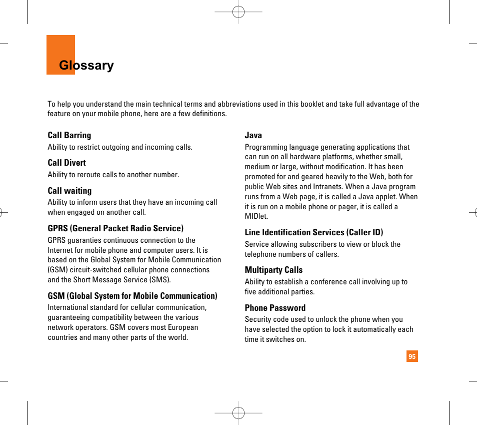 Glossary | LG CG300 User Manual | Page 99 / 214