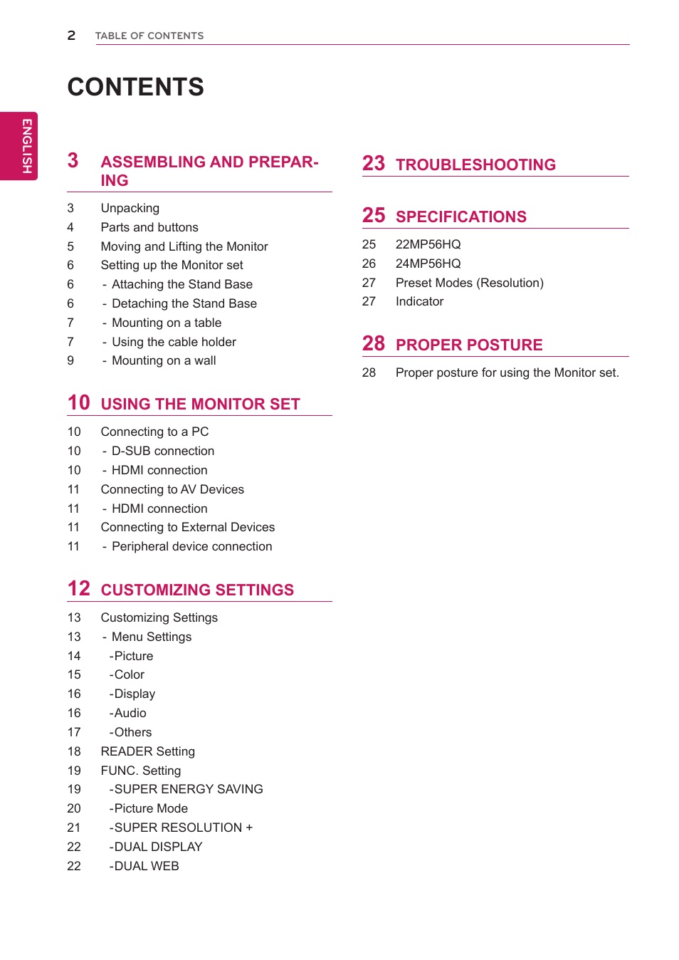 LG 22MP56HQ-P User Manual | Page 2 / 29
