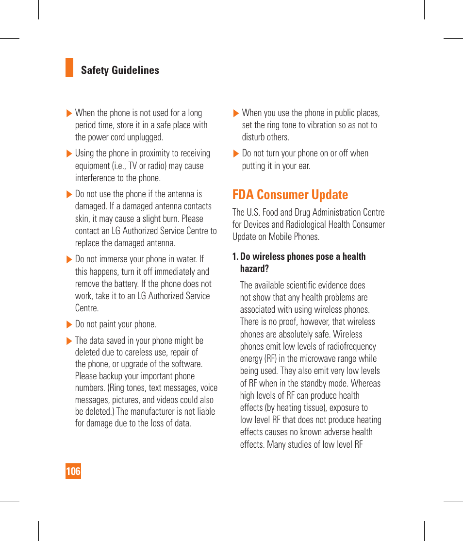 Fda consumer update | LG GS390GO User Manual | Page 111 / 129