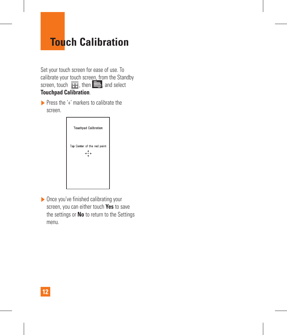 Touch calibration | LG GS390GO User Manual | Page 17 / 129