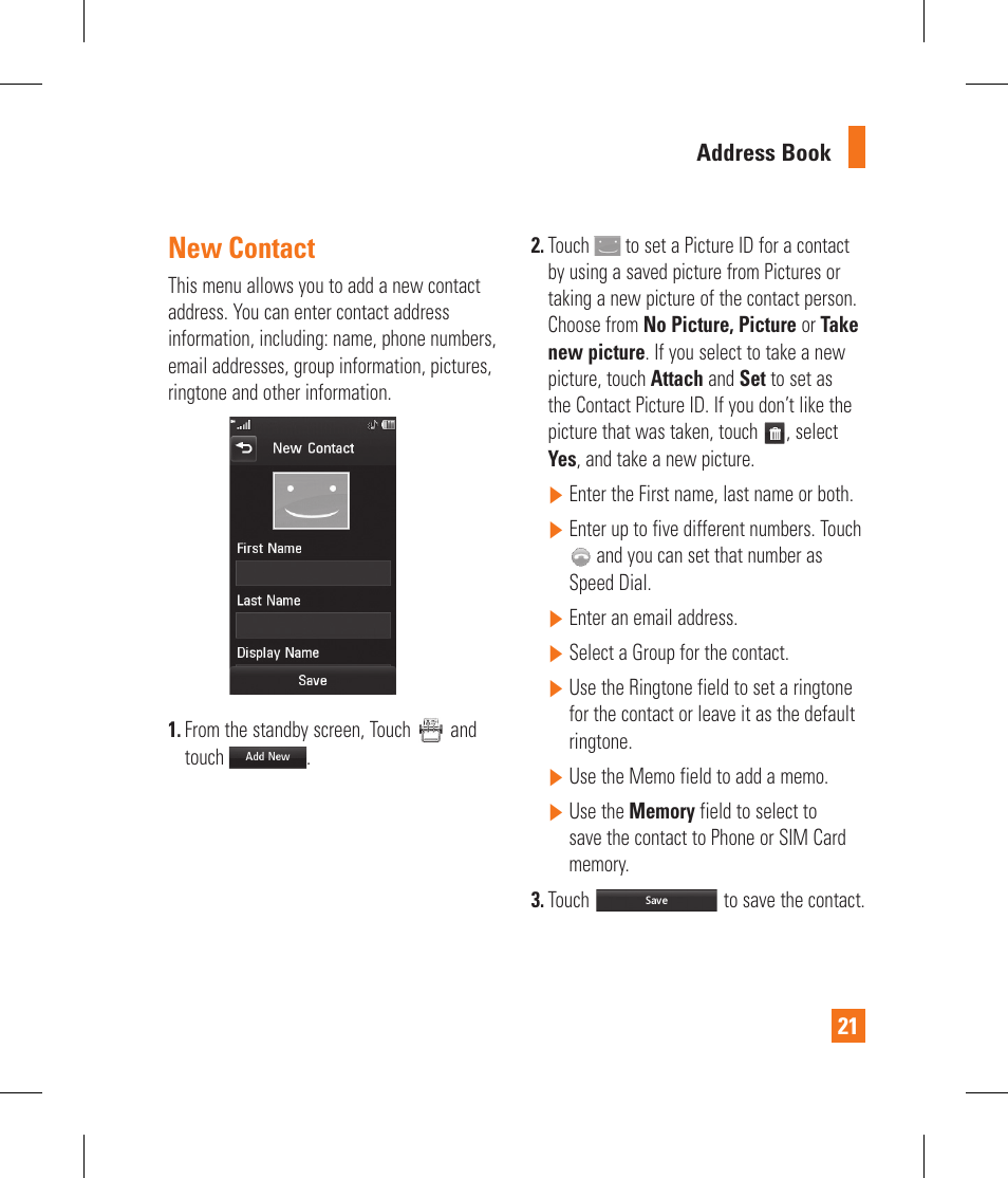 New contact | LG GS390GO User Manual | Page 26 / 129