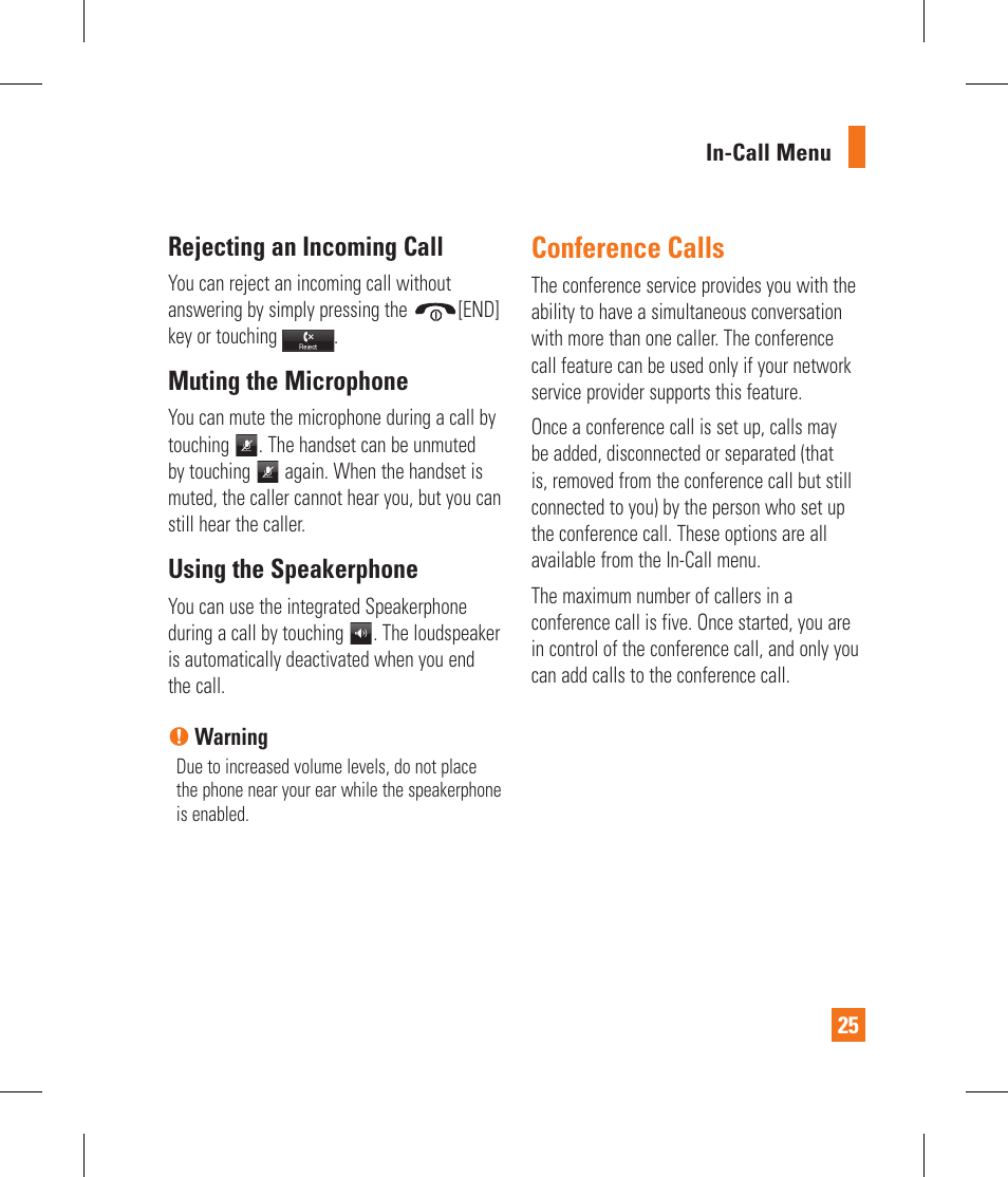 Conference calls | LG GS390GO User Manual | Page 30 / 129
