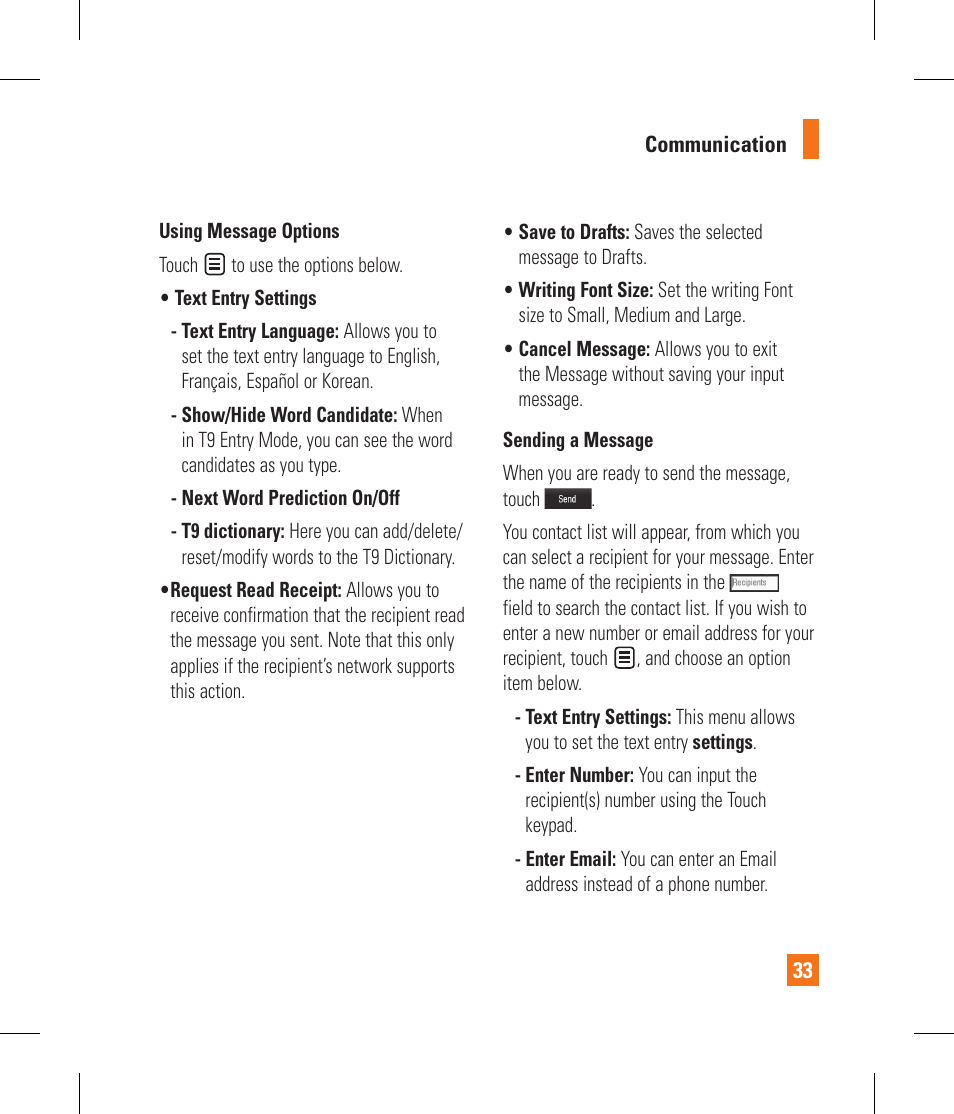 LG GS390GO User Manual | Page 38 / 129