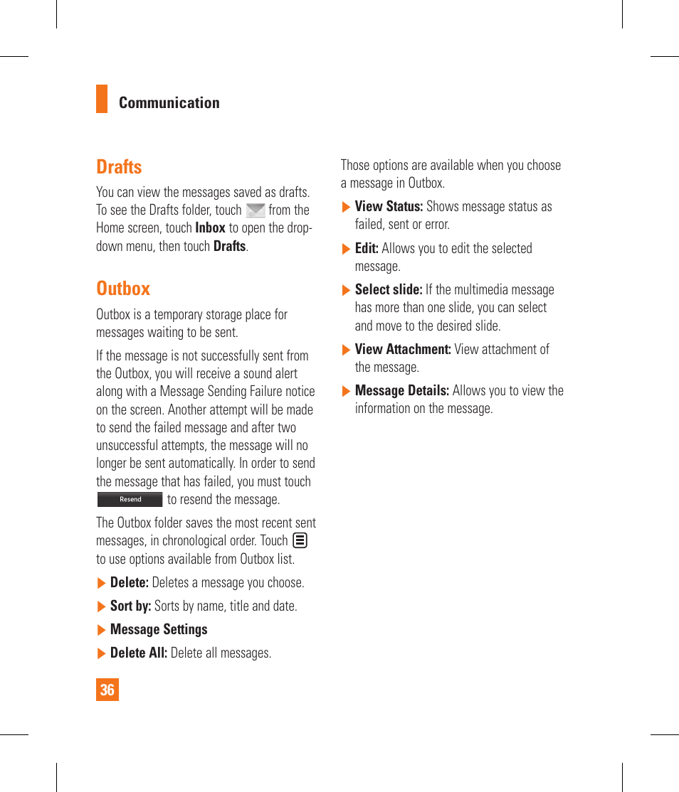 Drafts, Outbox | LG GS390GO User Manual | Page 41 / 129