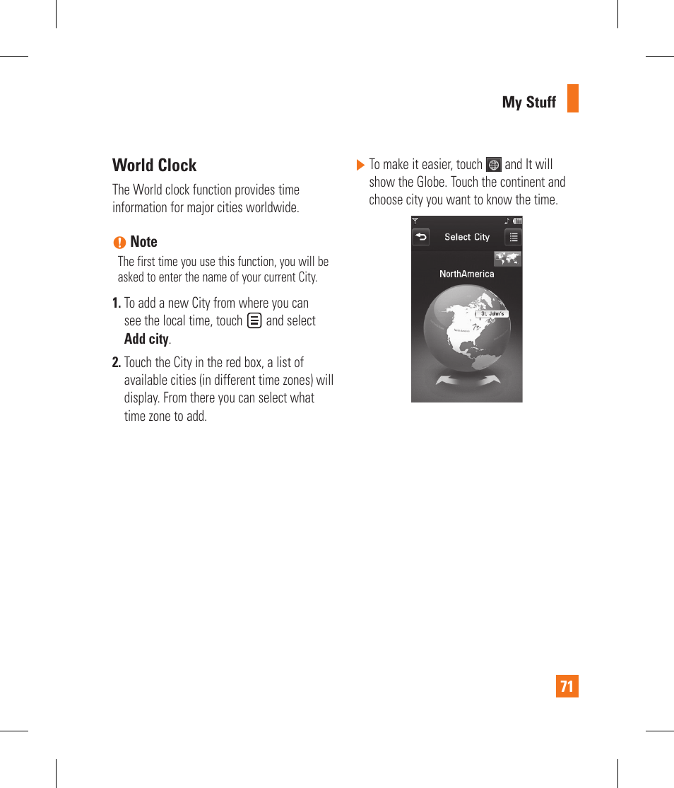 World clock | LG GS390GO User Manual | Page 76 / 129