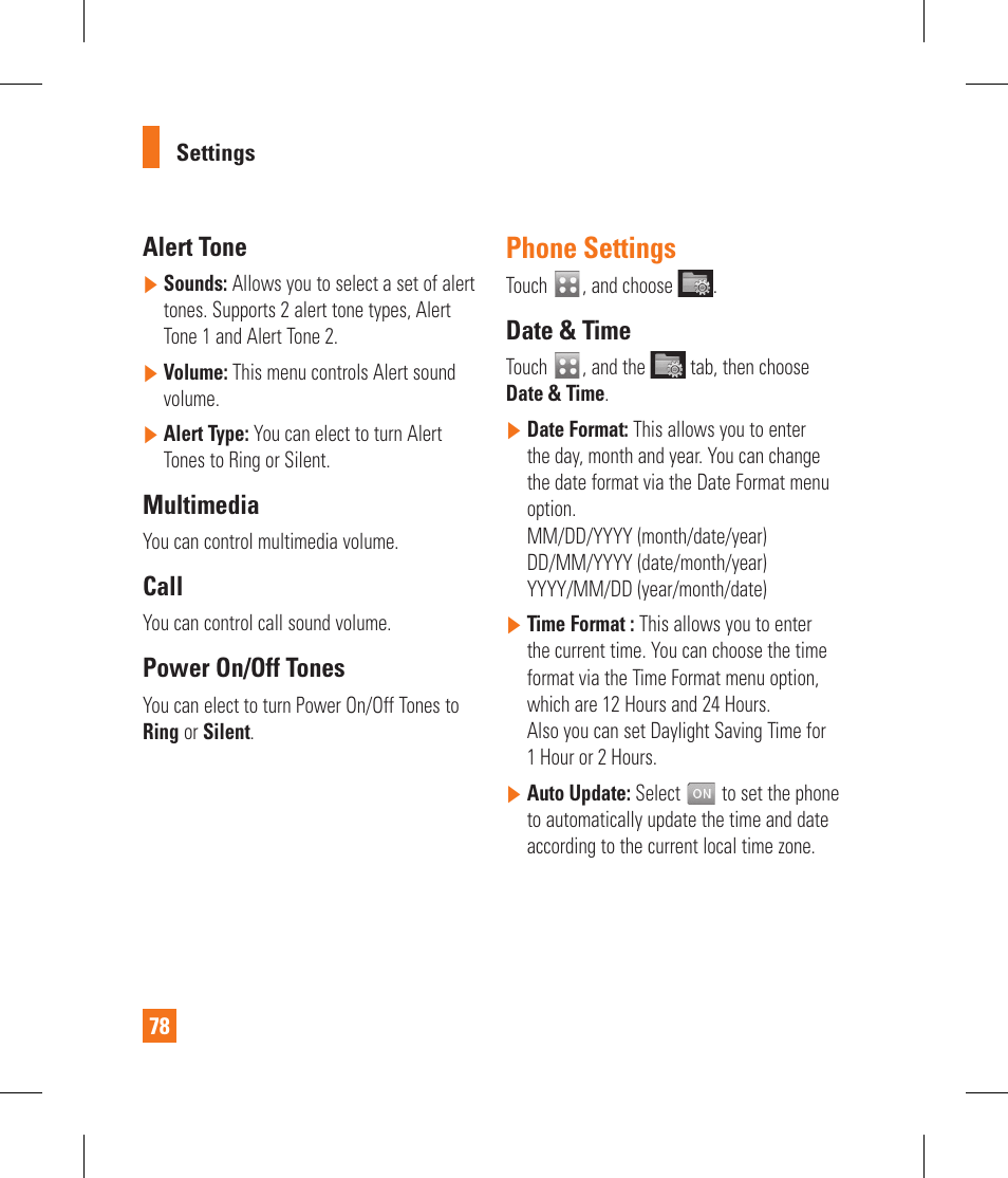 Phone settings | LG GS390GO User Manual | Page 83 / 129