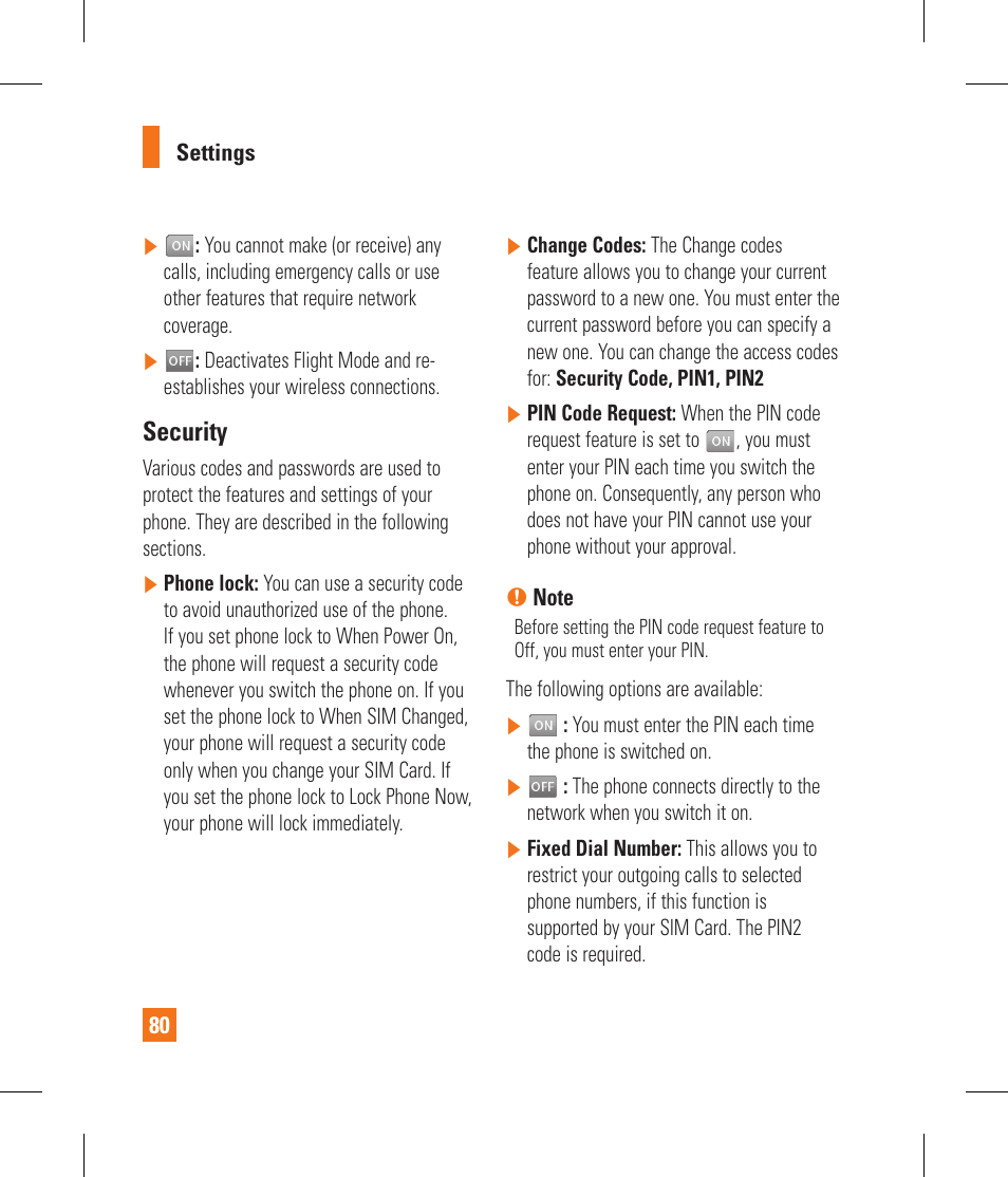 Security | LG GS390GO User Manual | Page 85 / 129