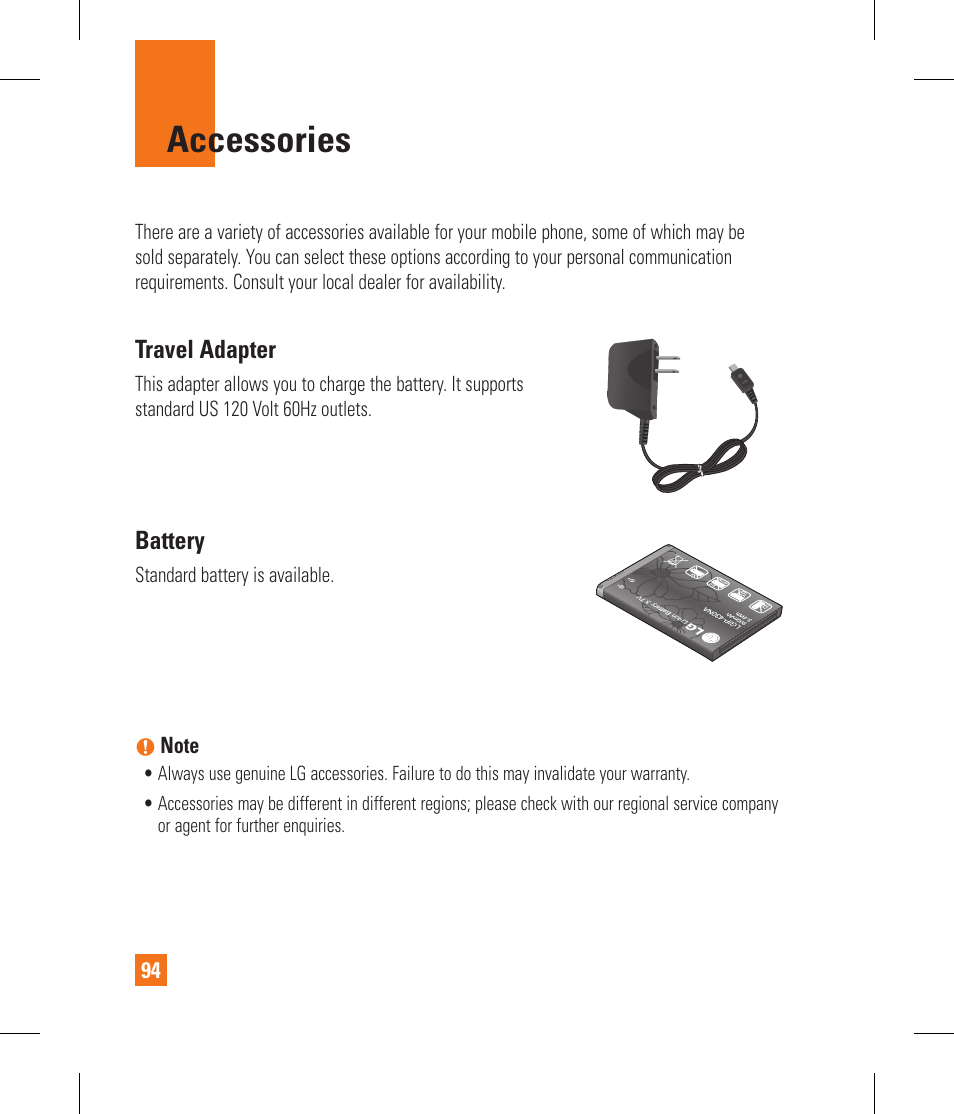 Accessories | LG GS390GO User Manual | Page 99 / 129