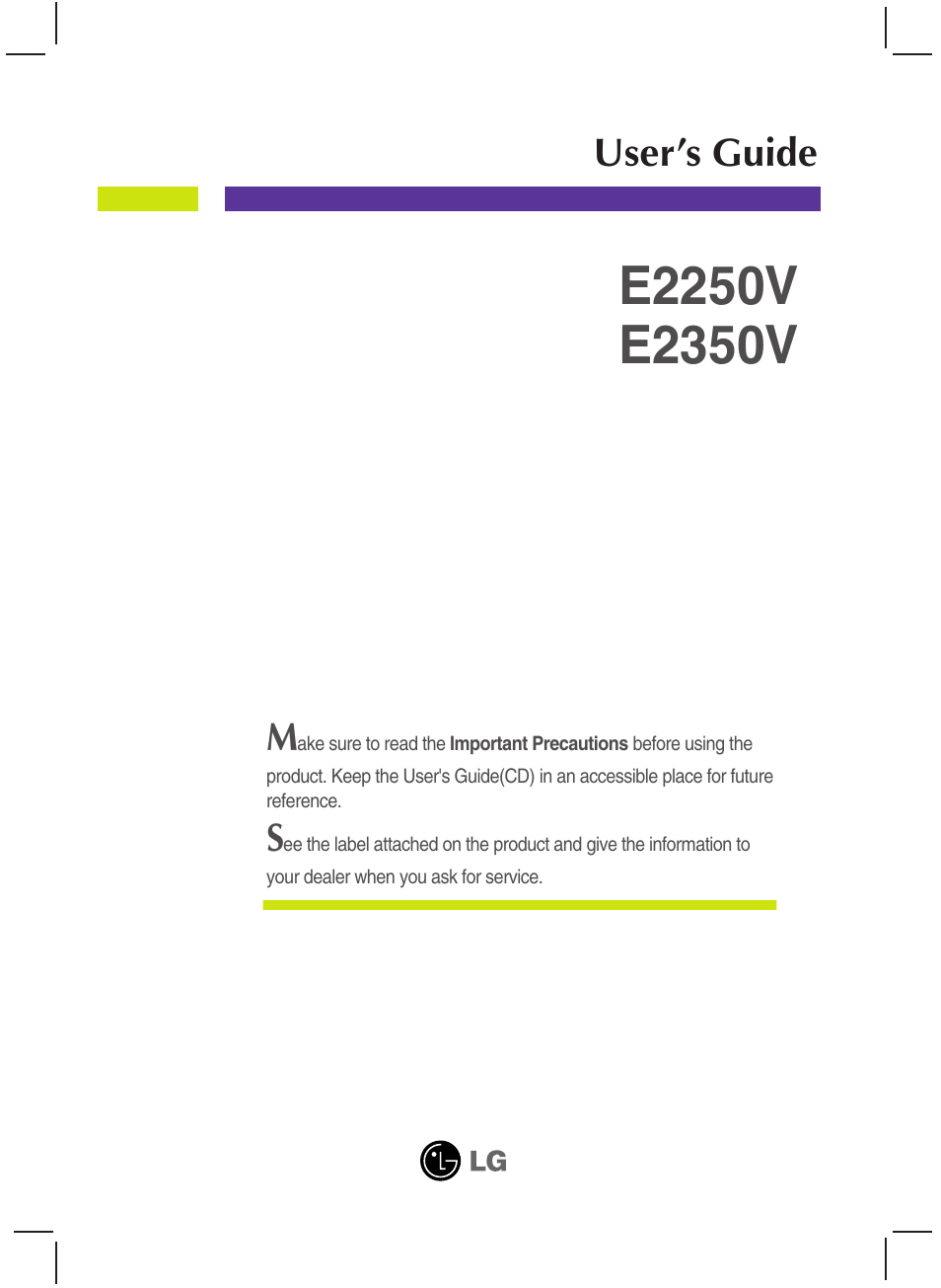 LG E2250V-SN User Manual | 33 pages