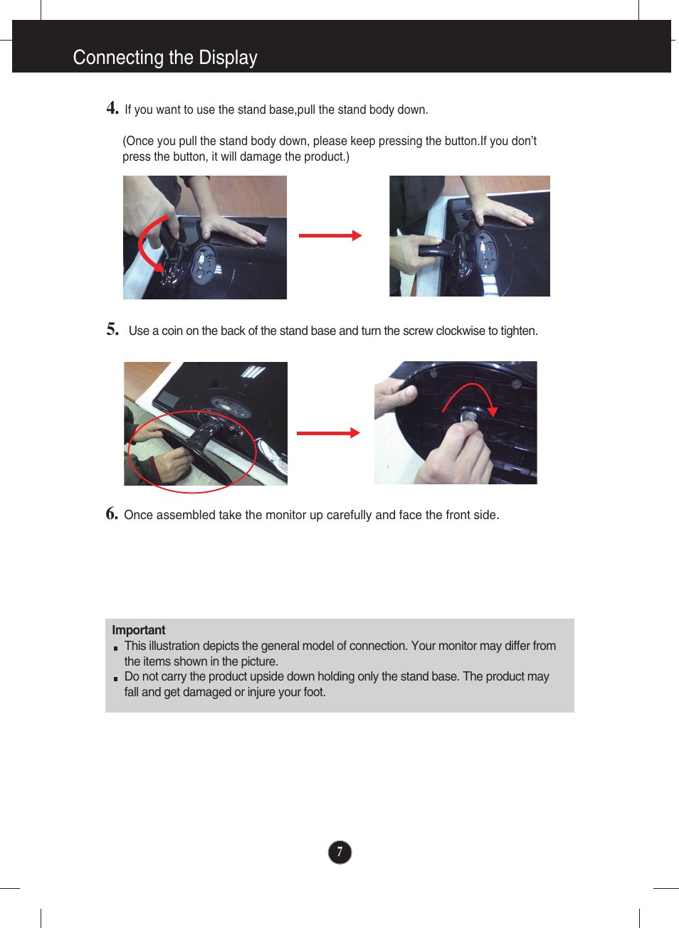 Connecting the display | LG E2250V-SN User Manual | Page 8 / 33