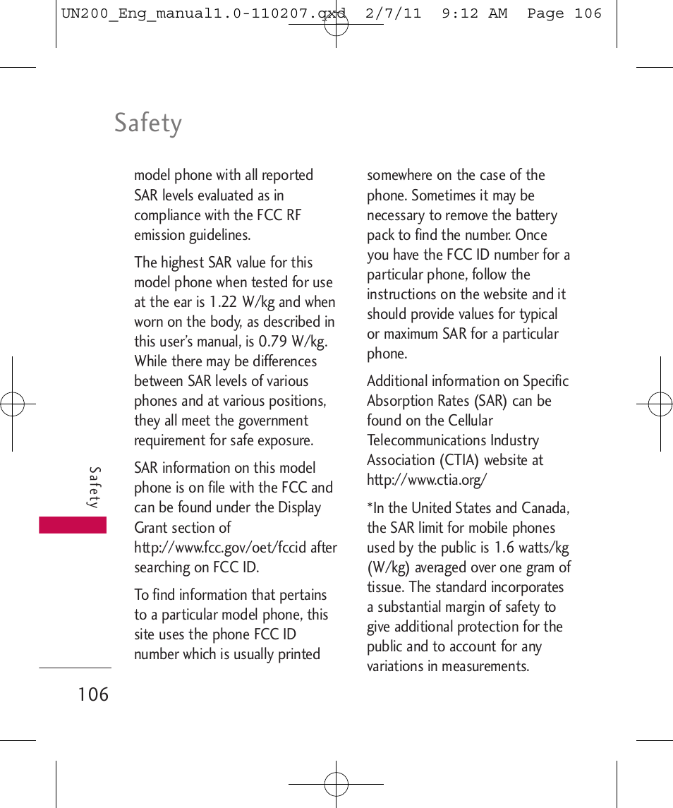 Safety | LG UN200 User Manual | Page 106 / 120